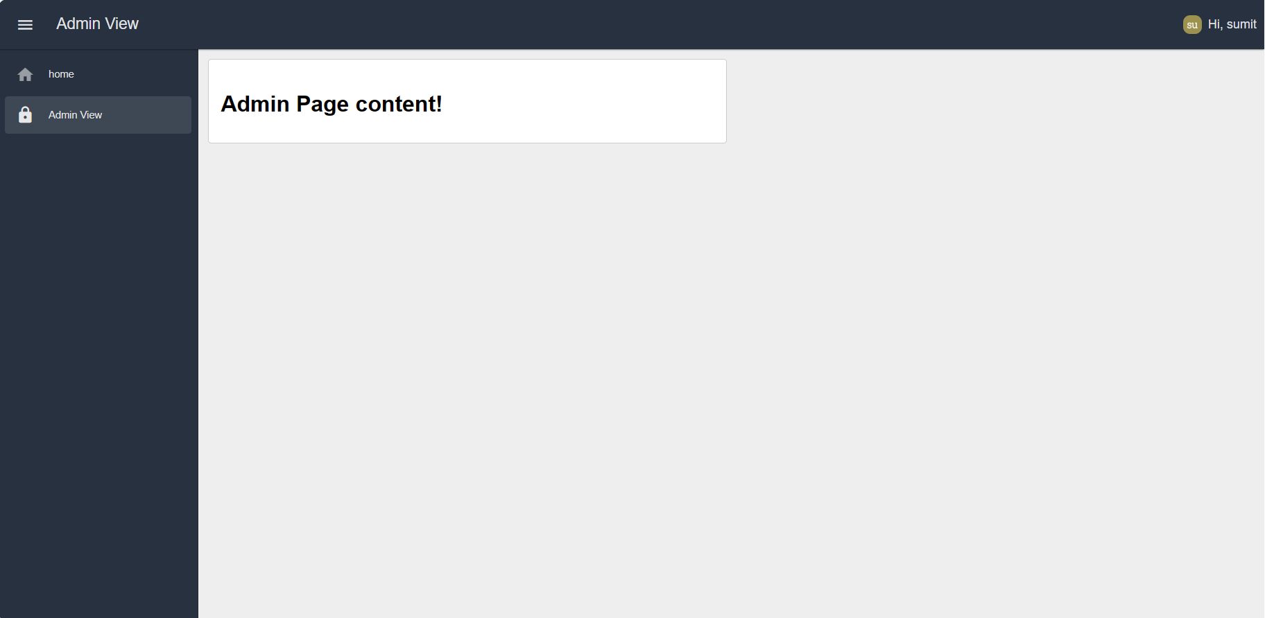 "Screenshot displaying the Dashboard view of admin users"
