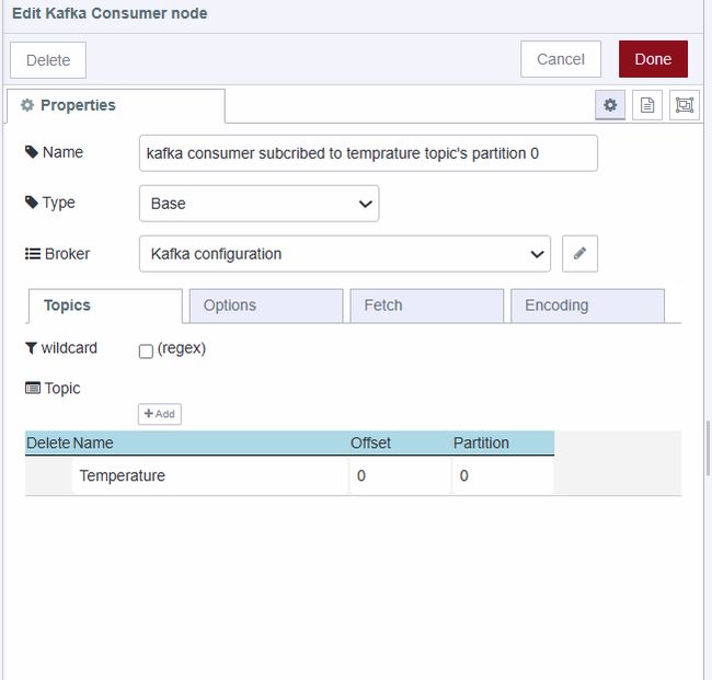 "Screenshot showing kafka consumer configuration"