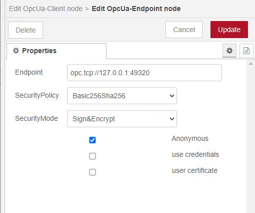 kepware node-red encrypted opc ua node